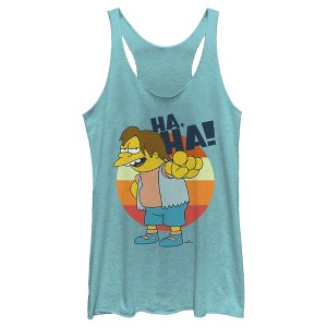 Women's The Simpsons Nelson Laugh Racerback Tank Top - 1 of 4