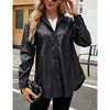 Whizmax Women's PU Leather Jacket Shacket Button Down Lapel Blazer Coat with Bust Pocket - 3 of 4