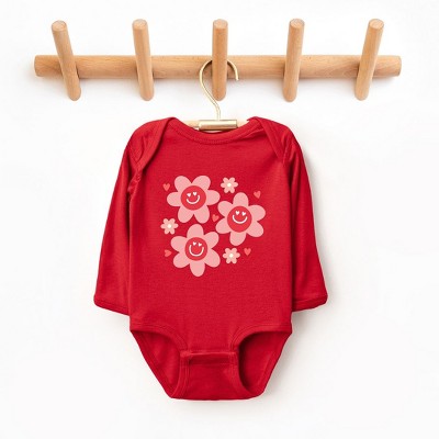 The Juniper Shop Hippy Flower Valentine Baby Long Sleeve Bodysuit