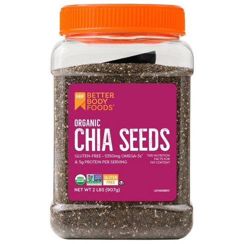 Wilderness Poets Organic Black Chia Seeds - Bulk Chia - (32 Ounce - 2  Pound) 2.00 Pound (Pack of 1) 