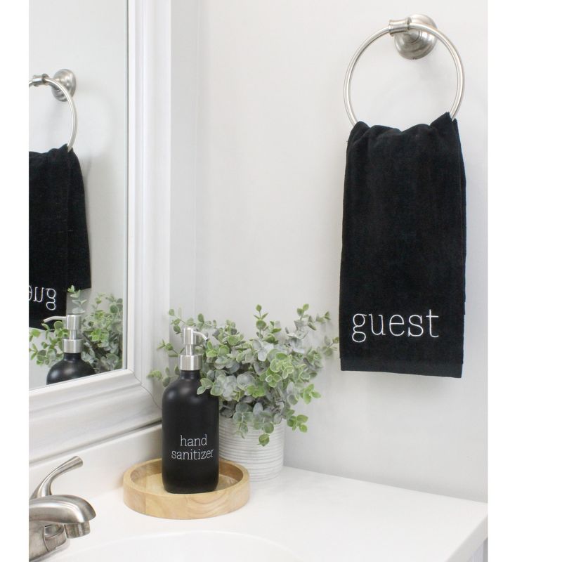 AuldHome Design Black Guest Towels 2pc Set; Guest Monogrammed Hand Towels, 5 of 8