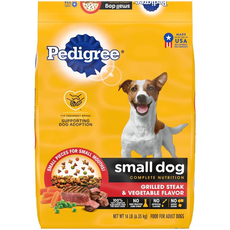 Pedigree Grilled Steak & Vegetable Flavor Small Dog Adult Complete Nutrition Dry Dog Food, 1 of 8