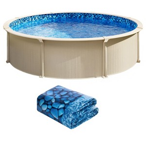 VEVOR 24-ft Round Above Ground Pool Liner, Standard Gauge, 52inch Wall Height, Designed for Steel Sided Above-Ground Swimming Pools, Blue - 1 of 4