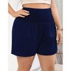 Plus Size Smocked Waist Summer Shorts for Women Casual Pleated Lounge Shorts - 2 of 4