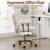 Bosmiller Faux Leather Home Office Desk Chair, Gold Base Vanity Chair with Wheels, Padded Seat and Armrests, Swivel Executive Computer Chair - 3 of 4