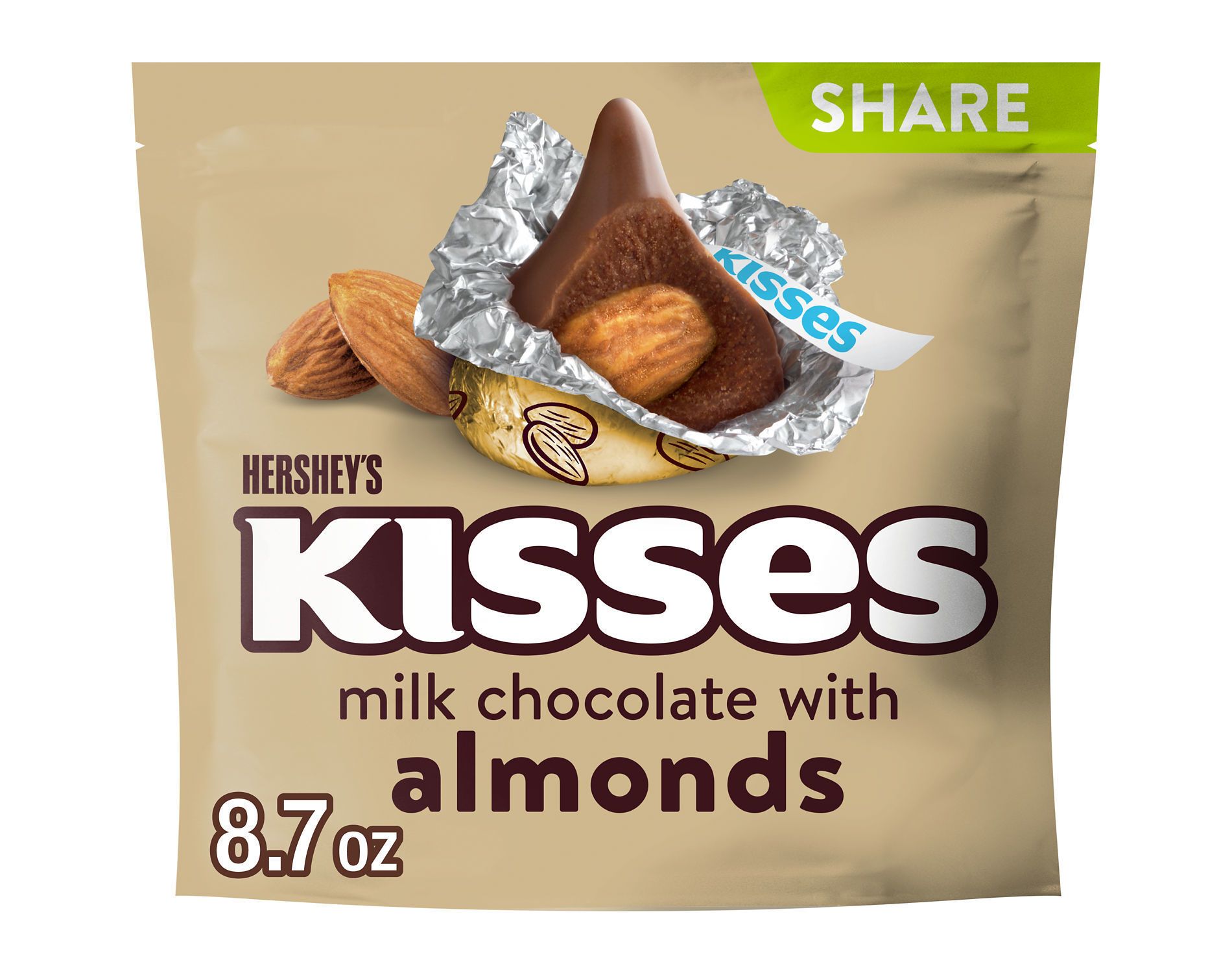 HERSHEY'S Kisses Milk Chocolate With Almonds Candy - 8.7oz
