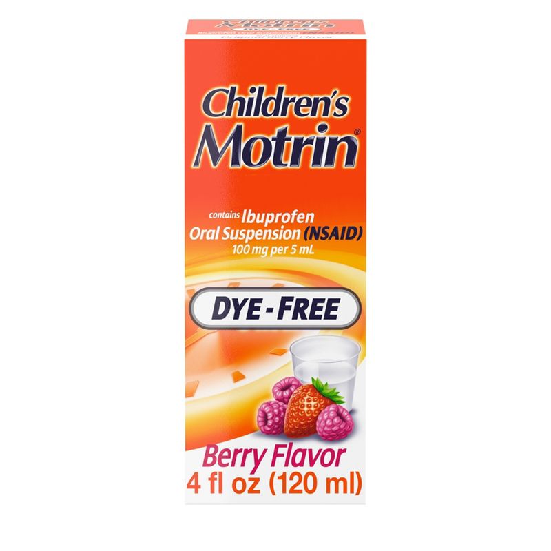 Children's Motrin Oral Suspension Dye-Free Fever Reduction & Pain Reliever - Ibuprofen (NSAID) - Berry - 4 fl oz, 1 of 9
