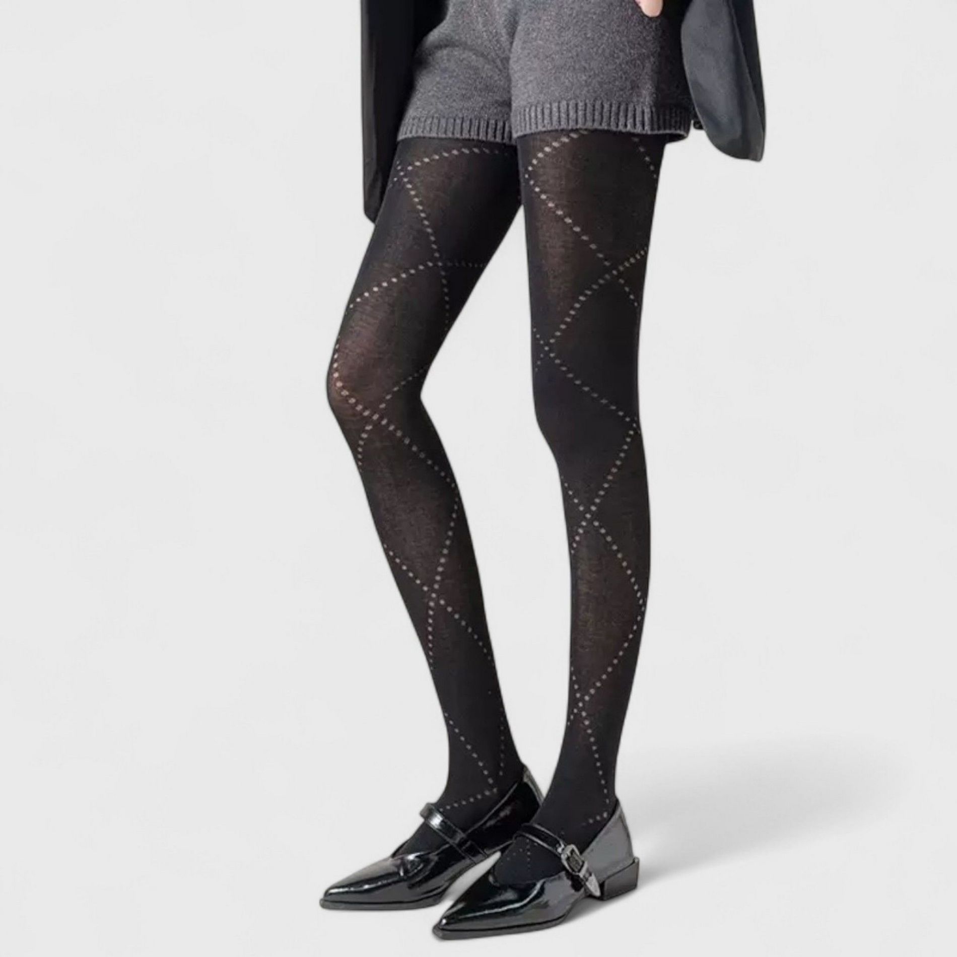 Anna-Kaci Women's Diamond Pattern Knit Tights with Stretch Fit Suitable Height 5'1-5'8