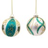 Kurt Adler 80MM Gold, Dark Teal and White Embellished Ball Ornaments, 6 Piece Set - 2 of 4