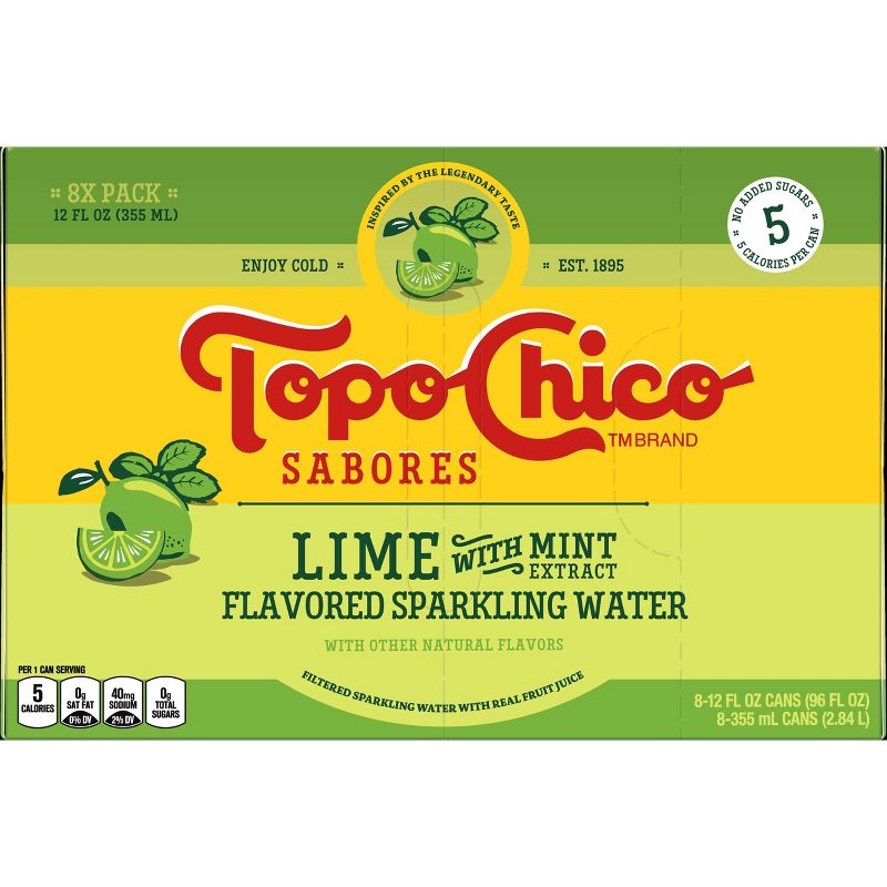 Topo Chico Sabores Lime Mint Sparkling Water - 8pk/12 fl oz Cans, 1 of 5