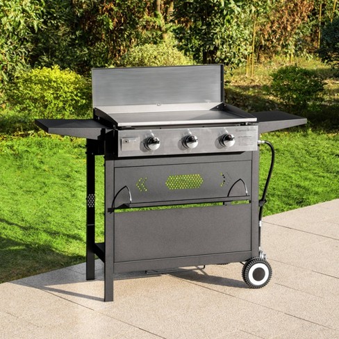 4-Burner Propane Gas Grill in Stainless Steel with Griddle Top