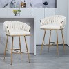 Ridstar 26 in. Beige Velvet Counter Height Bar Stools with Handwave Back, Golden Chromed Base and Footrest - 3 of 4
