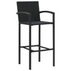 vidaXL Bar Stools 2 pcs Black Poly Rattan - 2 of 4