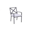 HomeRoots Set of Two Dark Gray Aluminum Outdoor Stacking Dining Chairs with Light Gray Cushion - 4 of 4
