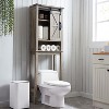OKD Bathroom Floor Cabinets with Sliding Barn Door & Adjustable Shelves, Farmhouse Over the Toilet Storage Cabinets - 2 of 4
