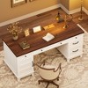 60" Executive Desk with Power Outlet, Home Office Desk with Drawers, Wooden Work Desk with File Cabinet, Computer Desk for Work, Study, Writing - 4 of 4