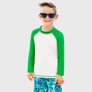 City Threads USA-Made Swim UPF 50+ Boys Color Block Long Sleeve Rashguard Shirt - 1 of 4