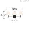 Possini Euro Design Magda Modern Wall Light Matte Black Hardwire 24 3/4" 3-Light Fixture White Glass Shade for Bathroom Vanity - 4 of 4