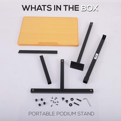 Adjustable Black and Wood Portable Lectern Stand