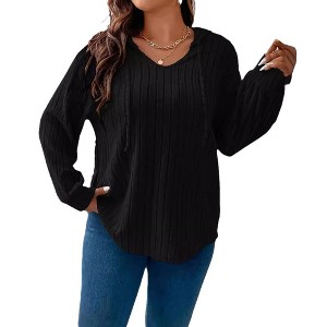 KOJOOIN Womens Oversized Shirts Loose Fit Crewneck Long Sleeve Casual Blouse Winter Fall - 1 of 4