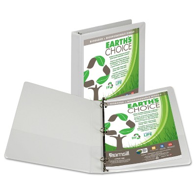 Samsill Biobased + Biodegradable Round Ring View Binder 1" Cap White 18937