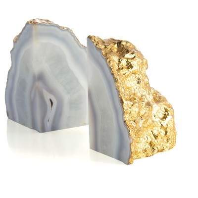 Agate Book Ends, White - Shiraleah