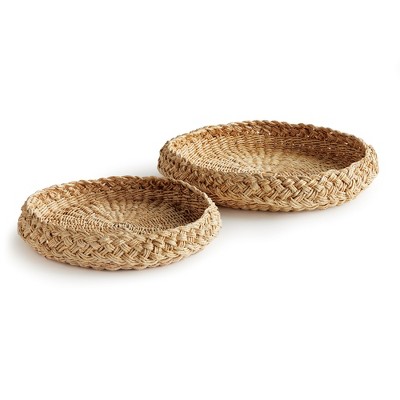 Plum & Post Abaca French Braided Round Decorative Trays Set of 2