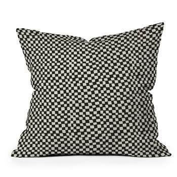 Iveta Abolina Lazy Checker Outdoor Throw Pillow Coal Black - Deny Designs
