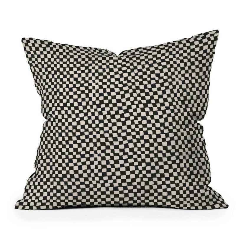 Iveta Abolina Lazy Checker Outdoor Throw Pillow Coal Black - Deny Designs, 1 of 5