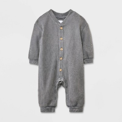 Image of Grayson Mini Baby Button-Front Romper - Gray 3-6M