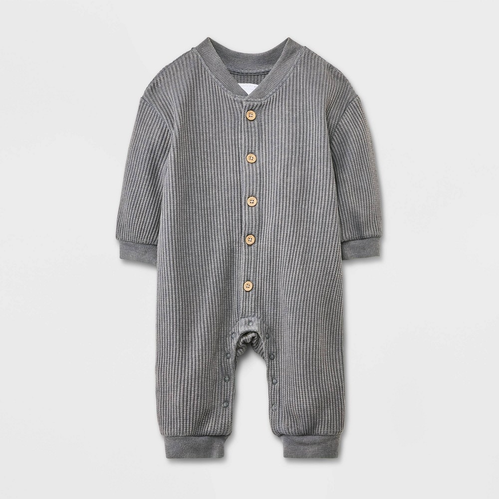 Grayson Mini Baby Button-Front Romper - Gray 0-3M