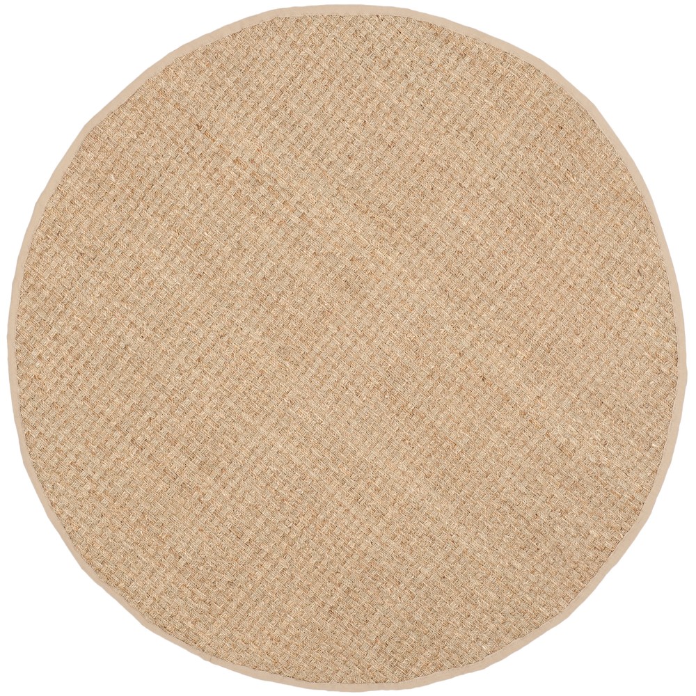 Beige/Light Blue Solid Loomed Round Accent Rug 3' - Safavieh