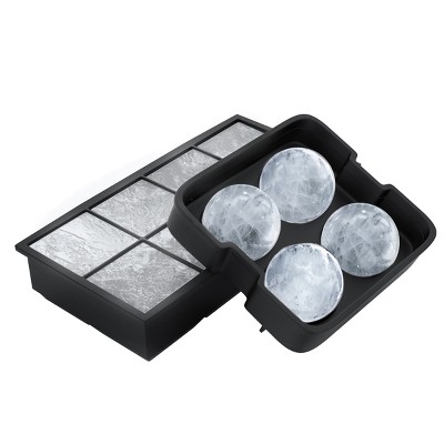 Hastings Home No-Spill Old-Fashioned Ice Cube Trays - 2-Pack, Black
