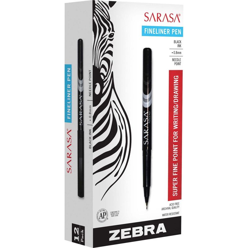 Zebra Pen Sarasa Black Fineliner Pens, 1 of 3
