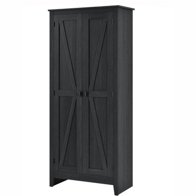 Black Oak Farmhouse Adjustable Shelving Storage Cabinet