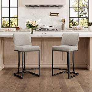 Captiva Designs 24 inch Height Bar Stool with Faux Leather & Padded Seat and Back & Sturdy Steel Frame - 1 of 4
