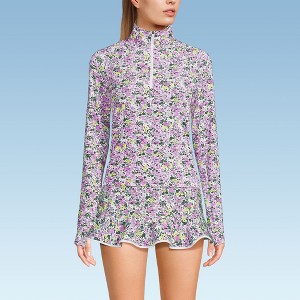 Lands' End Women's Long Sleeve Rash Guard Cover-up UPF 50 - 1 of 4