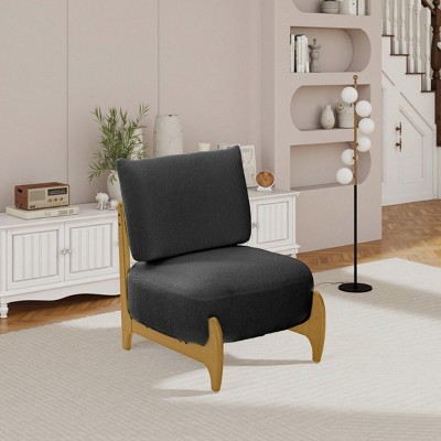 Modern Teddy Accent Chair with Soft Seat and Backrest, Solid Wood Frame, Stylish Lounge Chair for Bedroom or Living Room–The Pop Home