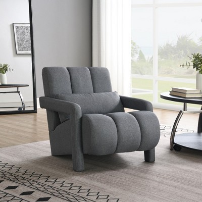 Modern Upholstered accent chair, Comfortable Linen Fabric with a pillow for Living room