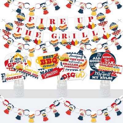 Big Dot of Happiness Fire Up the Grill - Banner and Photo Booth Decorations - Summer BBQ Picnic Party Supplies Kit - Doterrific Bundle