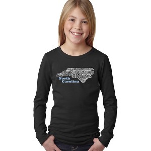 LA Pop Art Girl's Word Art Long Sleeve - North Carolina - 1 of 4
