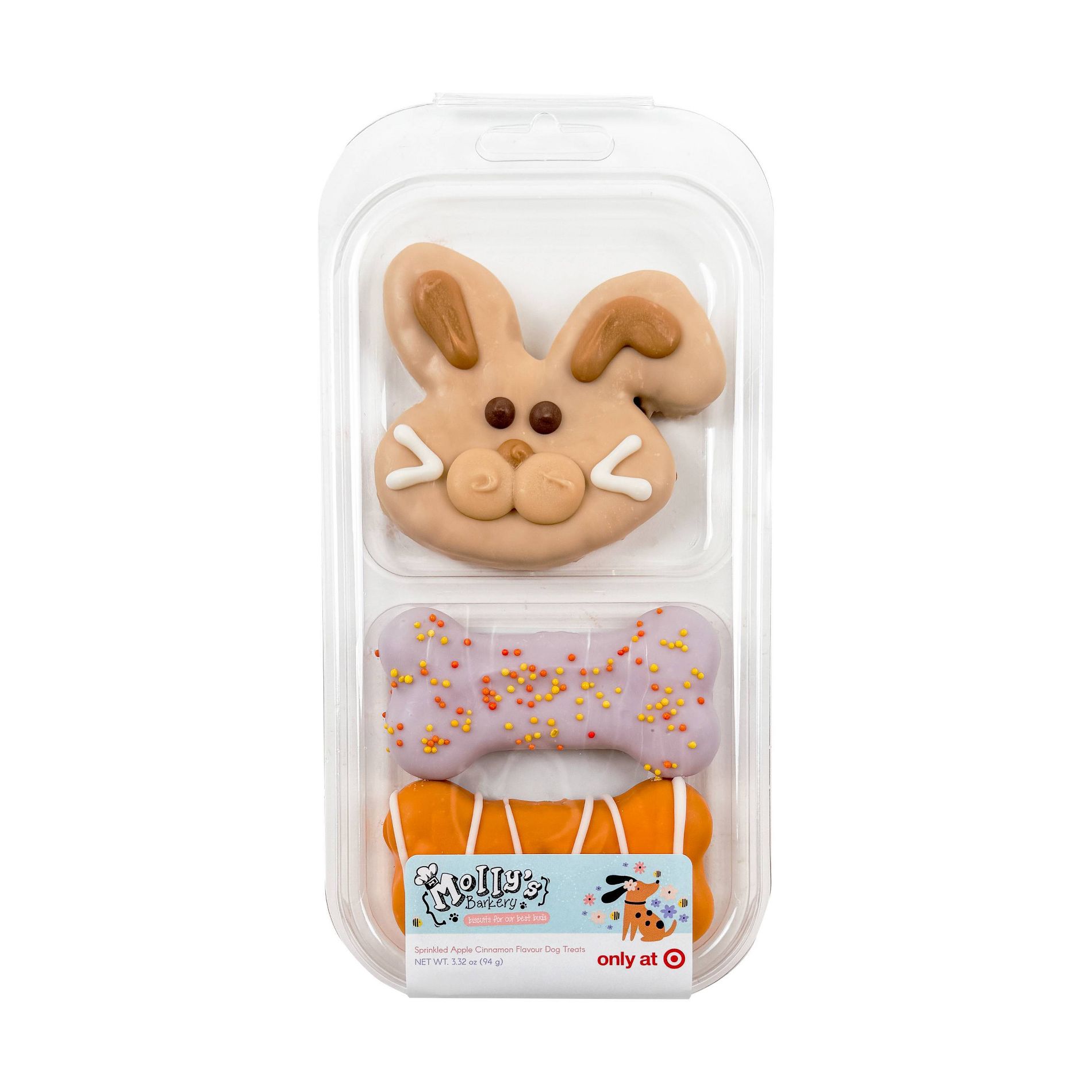 Molly's Barkery Easter Bunny Apple and Cinnamon Flavor Crunchy Dog Treats - 3.32oz/3pk