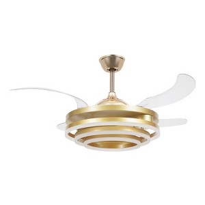 YIYIBYUS Modern Retractable Chandelier Ceiling Fan Light with Remote Control, Gold - 1 of 4
