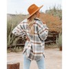 Women's Plaid Flannel Shirt Jacket, Button-Front Fleece Shacket with Chest Pockets - 2 of 4