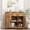 TIRAMISUBEST Wooden Floor Cabinet with Drawers and Shelves, Multifunctional Storage for Living Room, Bedroom, Bathroom-Home Decor - 2 of 4