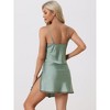 Allegra K Women's Satin Nightgowns V-Neck Solid Color Lace Cami Mini Pajama Dress - 4 of 4