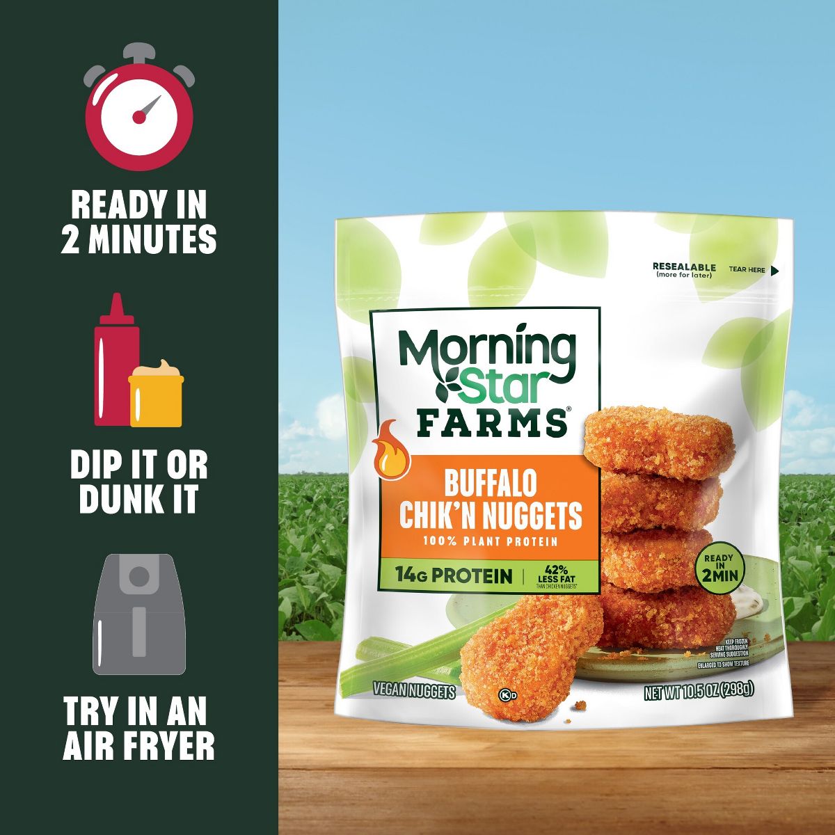 MorningStar Farms Veggitizers Frozen Plant-Based Chik'n Nuggets Buffalo - 10.5oz - thumbnail 5