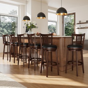 Captiva Designs 30 inch Swivel Bar Stools with Faux Leather Upholstered Seat & Rubberwood Frame & Wrap-Around Footrest - 1 of 4