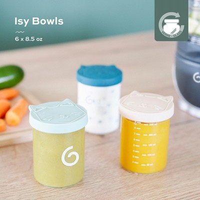 Set of 6 Clear Glass Baby Food Containers with Silicone Lids
