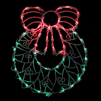 16" Lighted Christmas Wreath Window Silhouette Decoration
